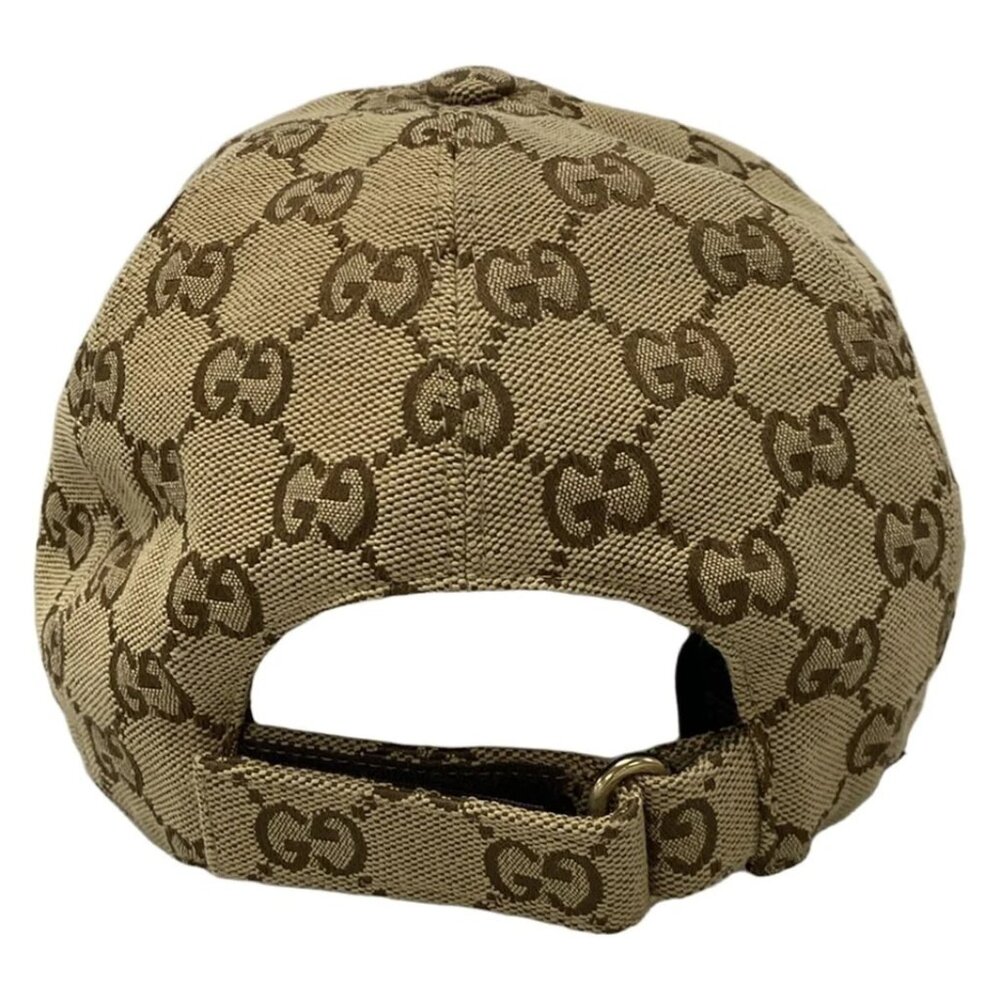 GUCCI GG Cream Dark Brown Gold Cotton Polyester - Hat 406-052025 - Picture 2 of 7